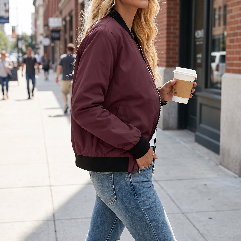 Sabine | Classic Ribbed Bomber Jacket for Everyday Layering